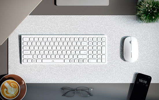 Teclado AZERTY inalámbrico recargable USB-C Echelon Compacto Blanco