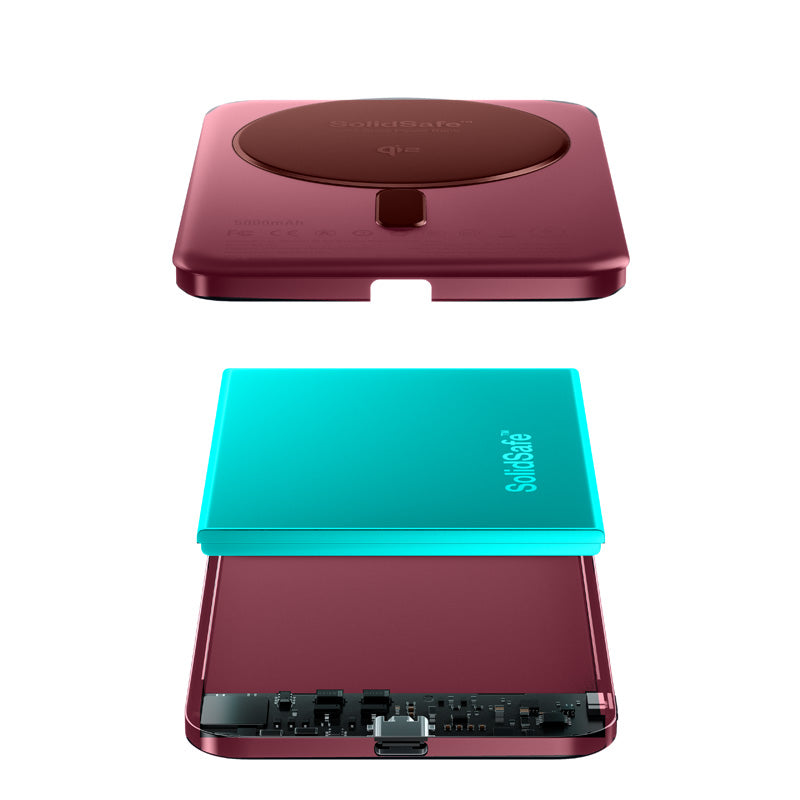 SolidSafe™ Air Titanium 5000mAh Qi2 Batería Magnética Inalámbrica Burgundy