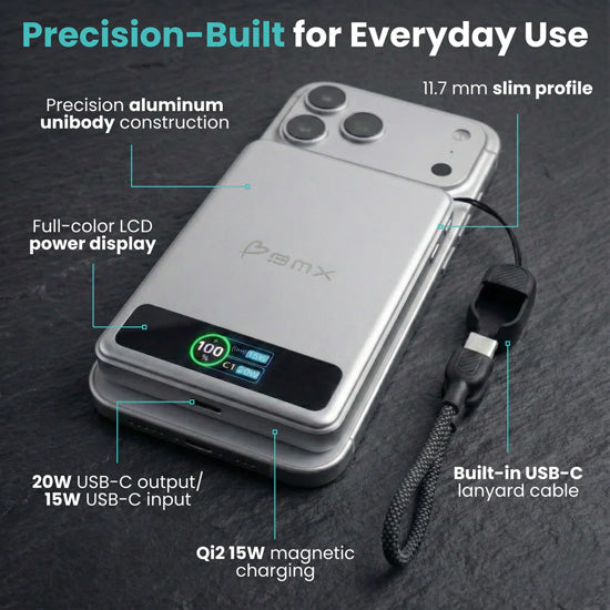 SolidSafe™ 5000mAh Solid-State Magnetic Power Bank Silver