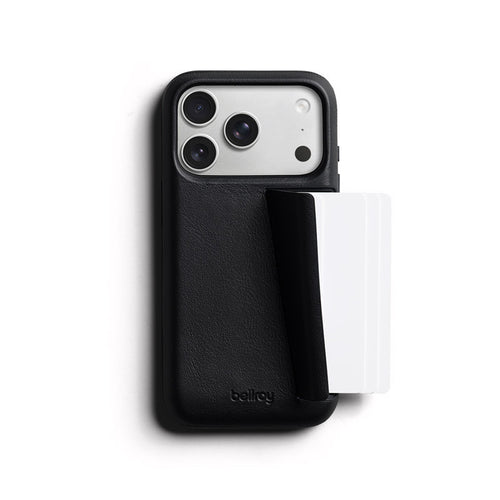 Funda de piel Premium 3 Tarjetas iPhone 18 Pro / 17 Pro Negro