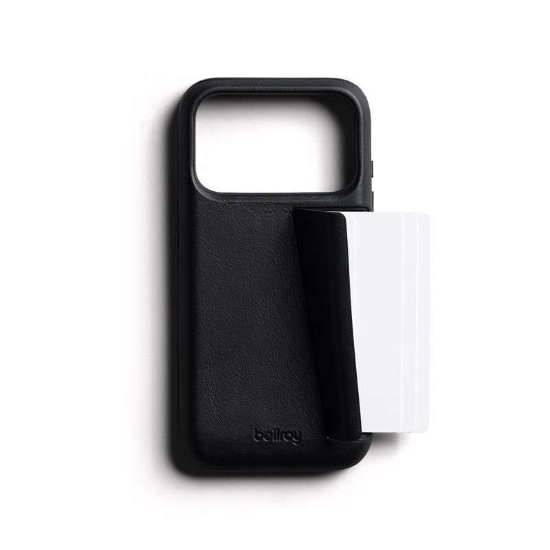 Funda de piel Premium 3 Tarjetas iPhone 18 Pro / 17 Pro Negro