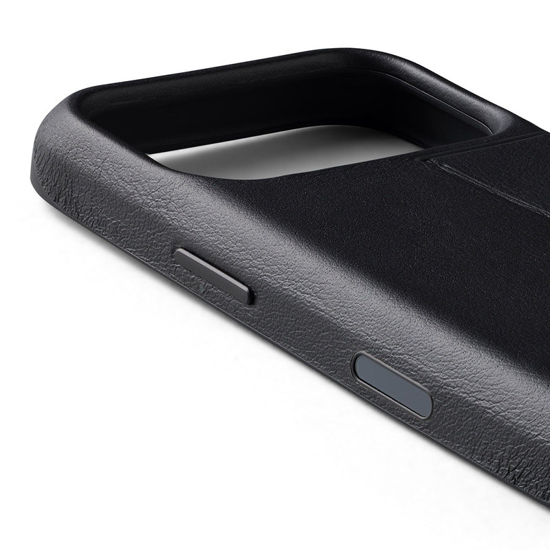 Funda de piel Premium 3 Tarjetas iPhone 18 Pro / 17 Pro Negro