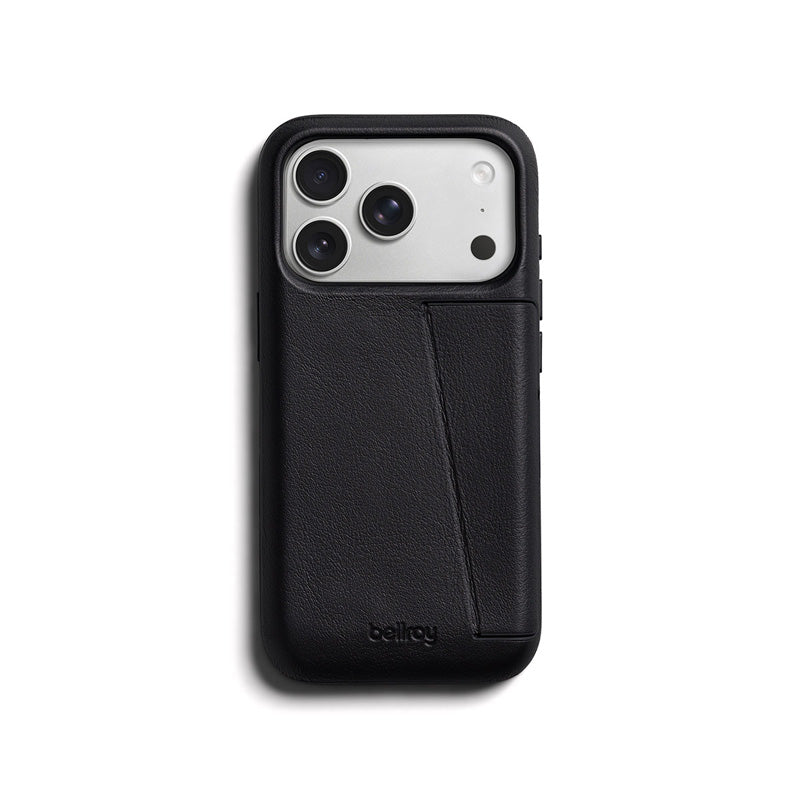 Funda de piel Premium 3 Tarjetas iPhone 18 Pro / 17 Pro Negro