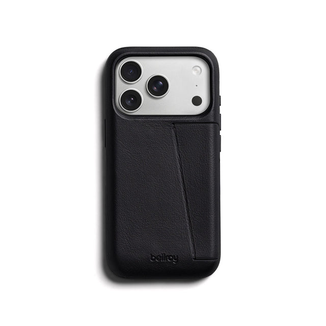Funda de piel Premium 3 Tarjetas iPhone 18 Pro / 17 Pro Negro