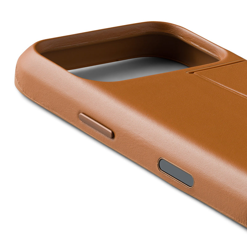 Funda de Piel Premium 3 Tarjetas iPhone 18 Pro / 17 Pro Tan