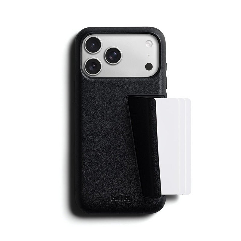Funda de Cuero Premium 3 Tarjetas iPhone 18 Pro Max / 17 Pro Max Negro