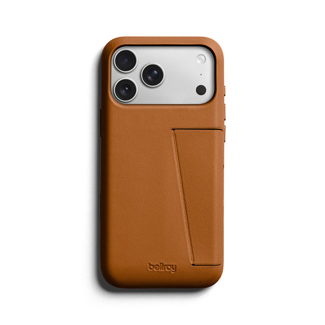 Funda de Cuero Premium 3 Tarjetas iPhone 18 Pro Max / 17 Pro Max Tan