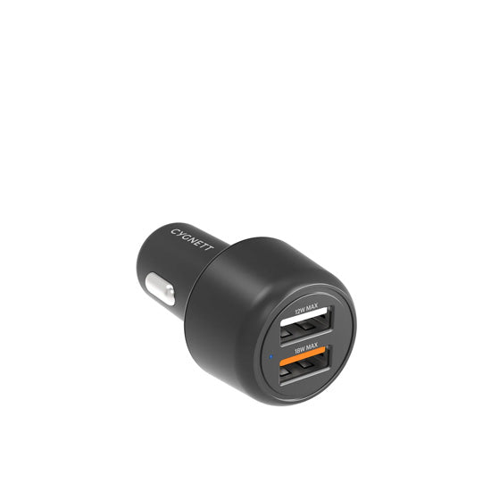 CarPower Cargador de Coche 30W Doble Puerto USB-A Negro