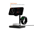 Cargador inalámbrico magnético Qi2 3 en 1 Negro