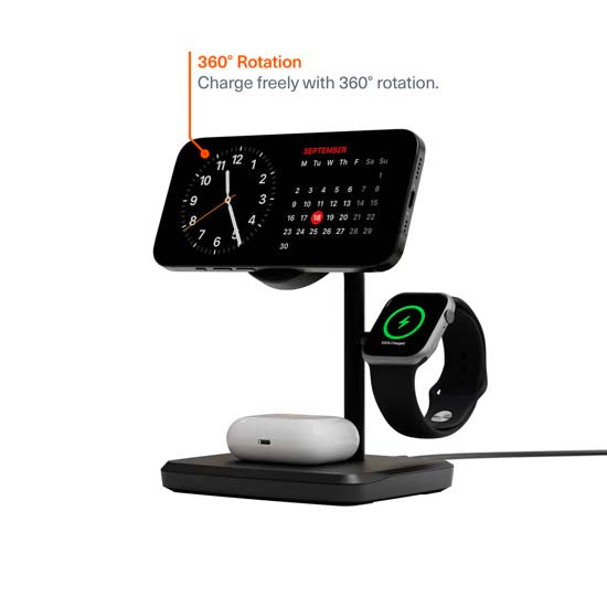 Cargador inalámbrico magnético Qi2 3 en 1 Negro