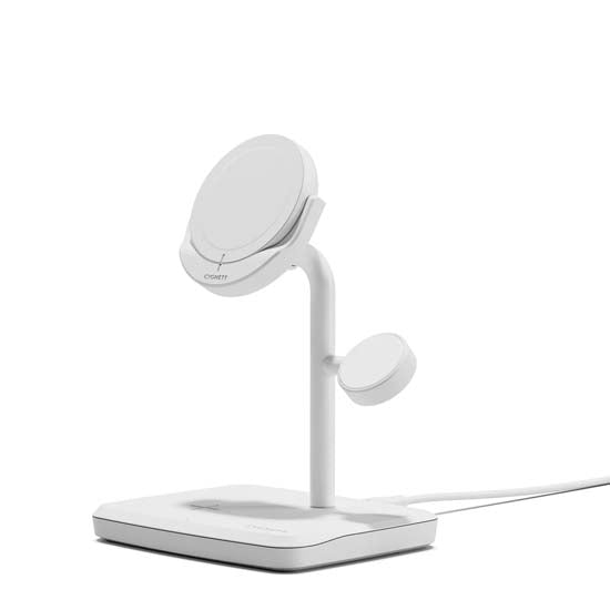 Cargador inalámbrico magnético Qi2 3 en 1 Blanco