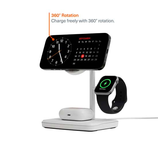 Cargador inalámbrico magnético Qi2 3 en 1 Blanco