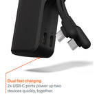 Thumboost Power Bank 5,000mAh + Combo de Cable USB-C Negro