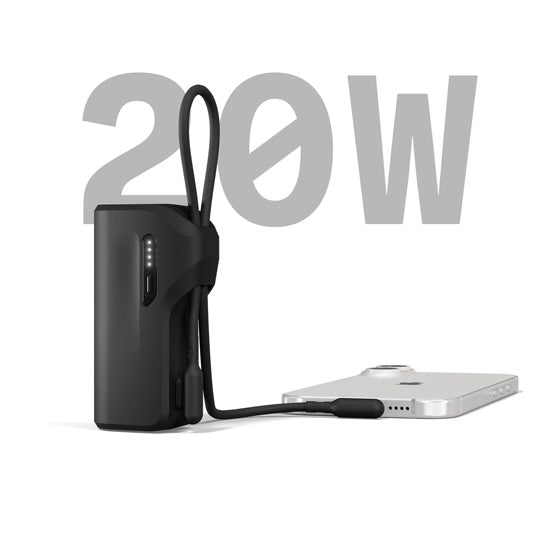 Thumboost Power Bank 5,000mAh + Combo de Cable USB-C Negro