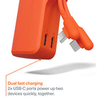 Pack Power Bank Thumboost 5,000mAh + Cable USB-C Naranja