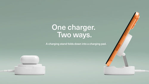 Cargador inalámbrico magnético plegable Qi2 ChargeBase Blanco