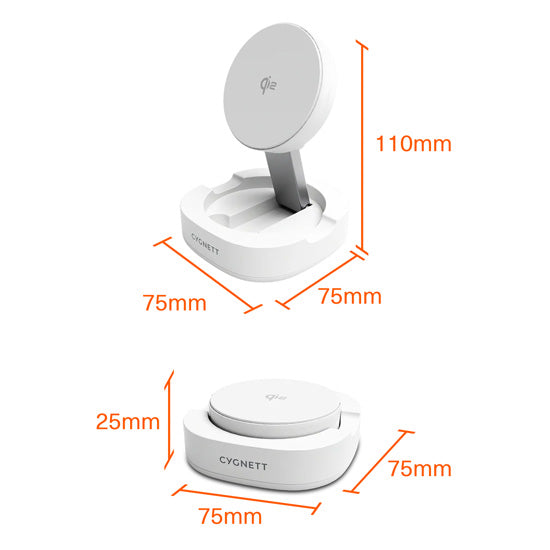 Cargador inalámbrico magnético plegable Qi2 ChargeBase Blanco
