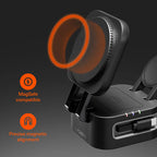 Cargador inalámbrico plegable 3 en 1 MagStand con cable retráctil Negro