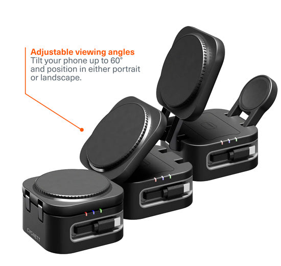 Cargador inalámbrico plegable 3 en 1 MagStand con cable retráctil Negro