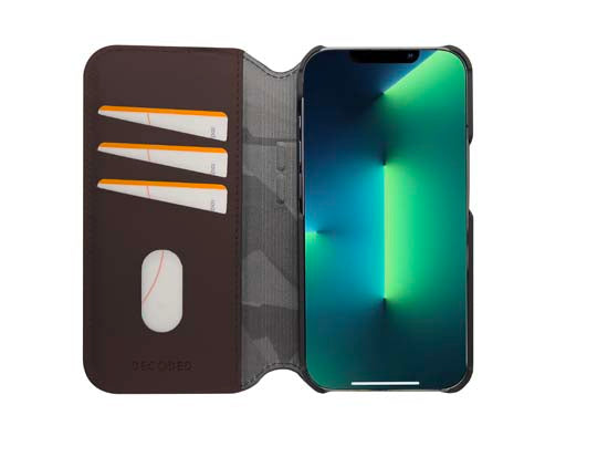 Funda Folio de Piel iPhone 14 Plus Marrón