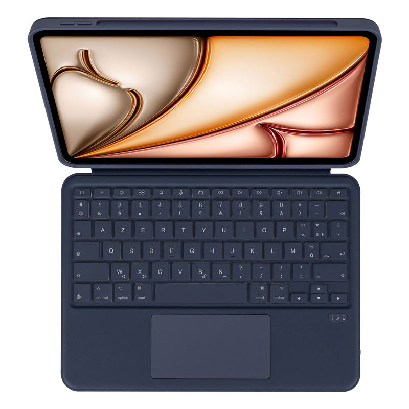 Funda Folio con Teclado Bluetooth para iPad Air 11 (M3/M2) y Air 10.9 (2020/22, 4a/5a gen) AZERTY Navy