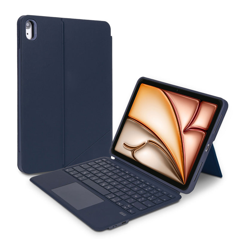 Funda Folio con Teclado Bluetooth para iPad Air 11 (M3/M2) y Air 10.9 (2020/22, 4a/5a gen) AZERTY Navy