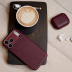 Funda de cuero iPhone 17 Pro Max Dark Ruby
