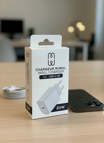 Cargador USB-C PD 20W Blanco