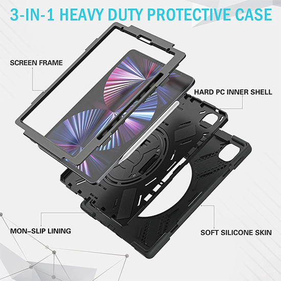 Funda Securit Rotativa iPad Pro 12.9 (2021/22 - 5/6ª gen) Negro Polybag