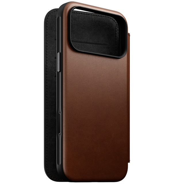 Modern Leather Folio iPhone 18 Pro Max Rustic Brown