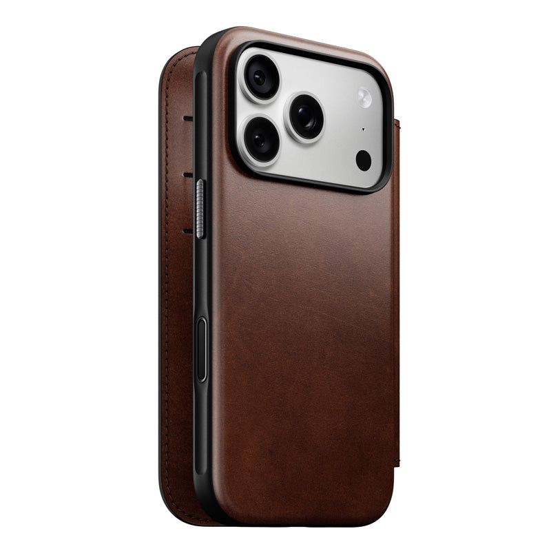 Folio de Cuero Modern Horween iPhone 18 Pro / 17 Pro Rustic Brown