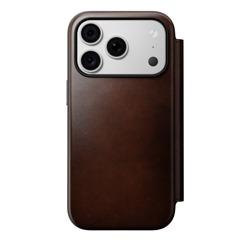 Folio de Cuero Modern Horween iPhone 18 Pro / 17 Pro Rustic Brown