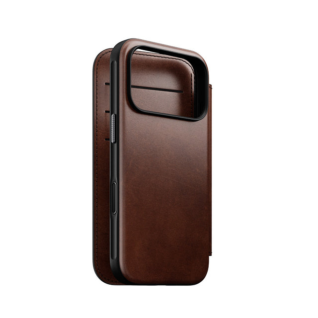Folio de Cuero Modern Horween iPhone 18 Pro / 17 Pro Rustic Brown