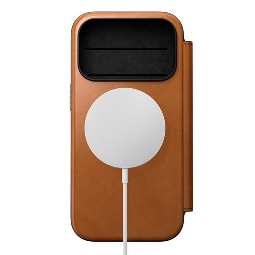 Folio Modern de cuero iPhone 18 Pro / iPhone 17 Pro English Tan