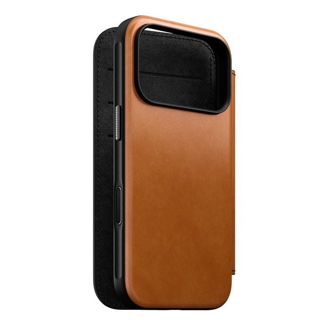 Folio Modern de piel iPhone 18 Pro English Tan