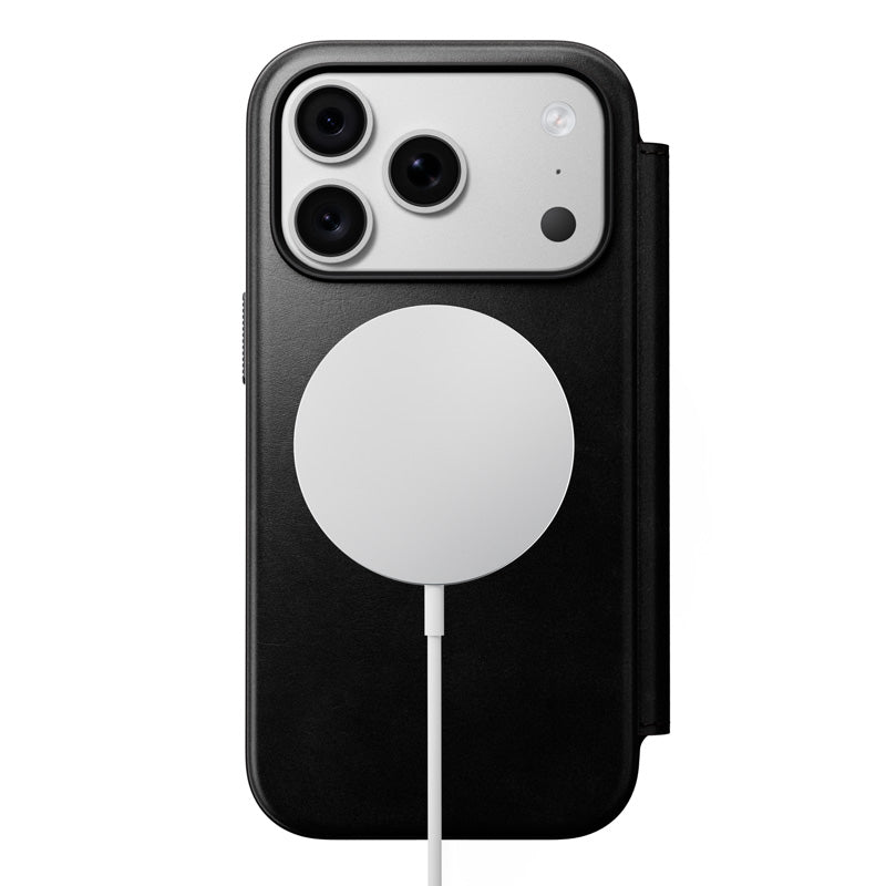 Folio de Cuero Modern Horween iPhone 18 Pro / 17 Pro Negro