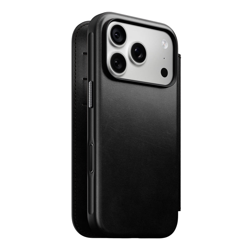 Folio de Cuero Modern Horween iPhone 18 Pro / 17 Pro Negro