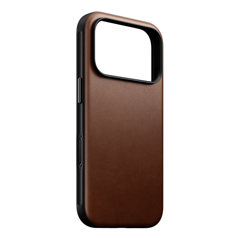 Funda de piel Modern iPhone 18 Pro Rustic Brown