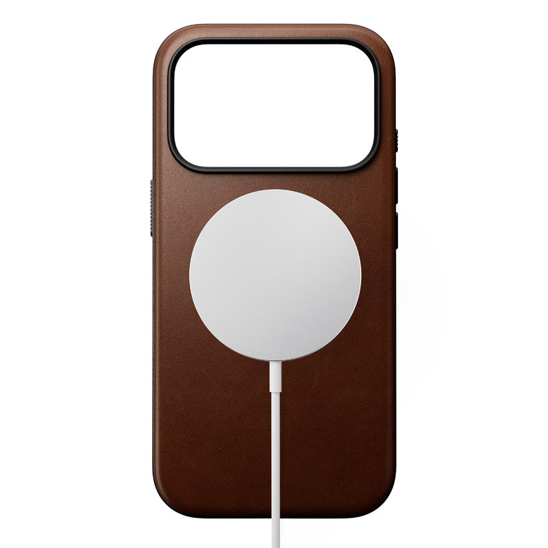 Funda de piel Modern iPhone 18 Pro Rustic Brown