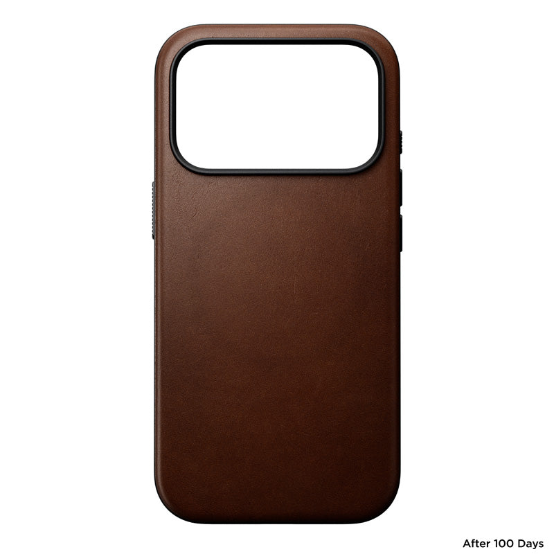 Funda de piel Modern iPhone 18 Pro Rustic Brown