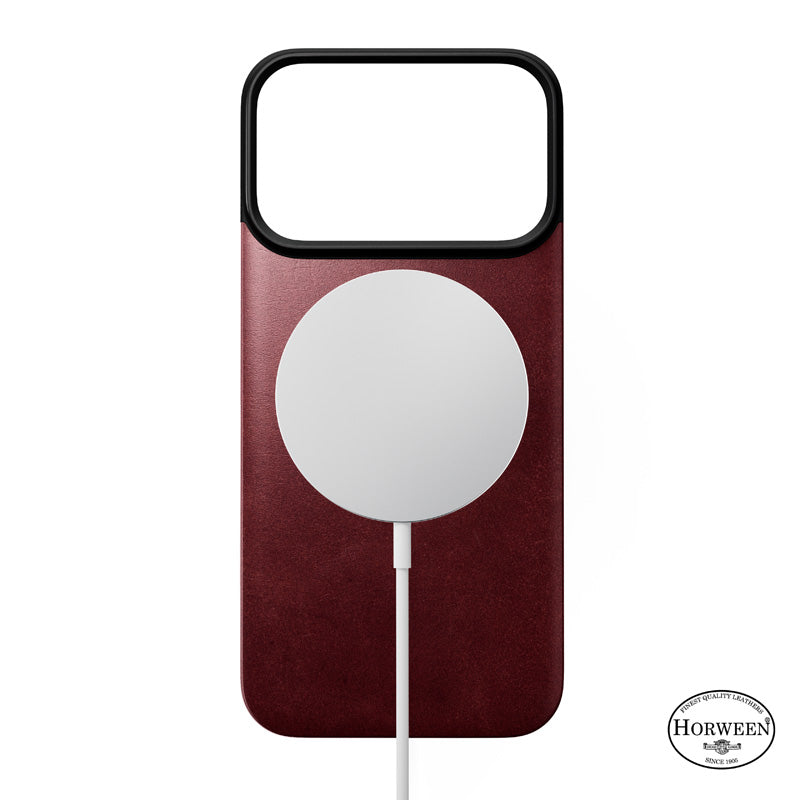 Funda trasera magnética de cuero Horween iPhone 18 Pro Burgundy