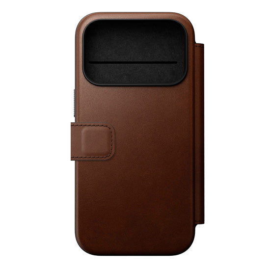 Folio Moderno de Cuero iPhone 17 Pro Marrón