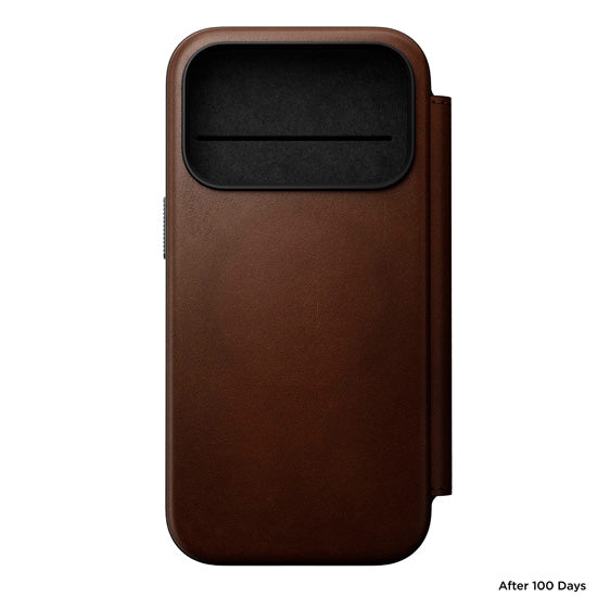 Folio Moderno de Cuero iPhone 17 Pro Marrón