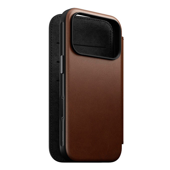 Folio Moderno de Cuero iPhone 17 Pro Marrón