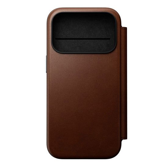 Folio Moderno de Cuero iPhone 17 Pro Marrón