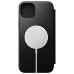 Funda de piel Folio moderna para iPhone 15 Plus negra