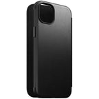 Funda de piel Folio moderna para iPhone 15 Plus negra