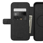 Funda de piel Folio moderna para iPhone 15 Plus negra