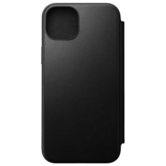 Funda de piel Folio moderna para iPhone 15 Plus negra