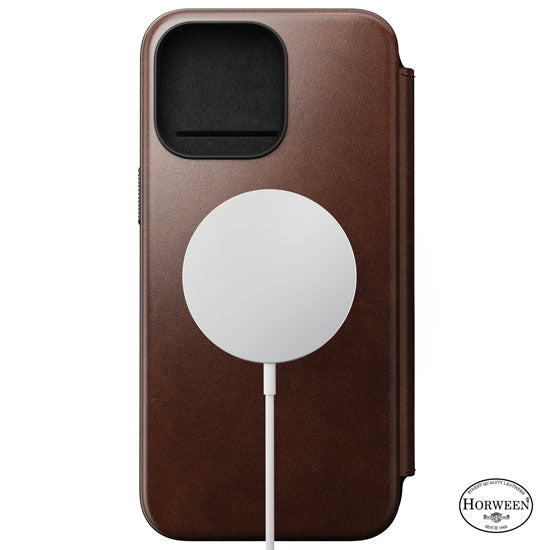 Folio de Cuero Modern Horween iPhone 15 Pro Max Marrón